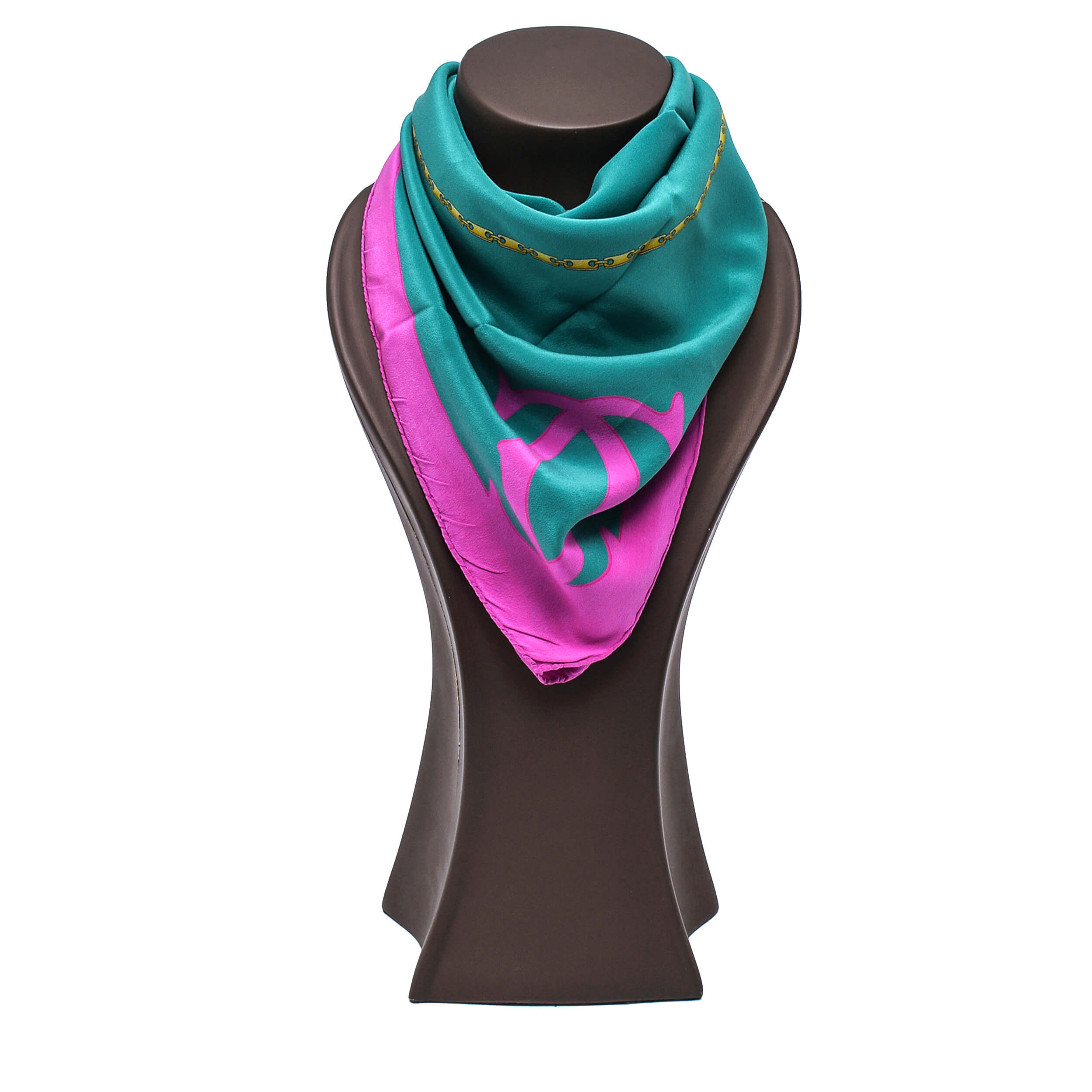 Cartier - Green & Pink Silk Scarf